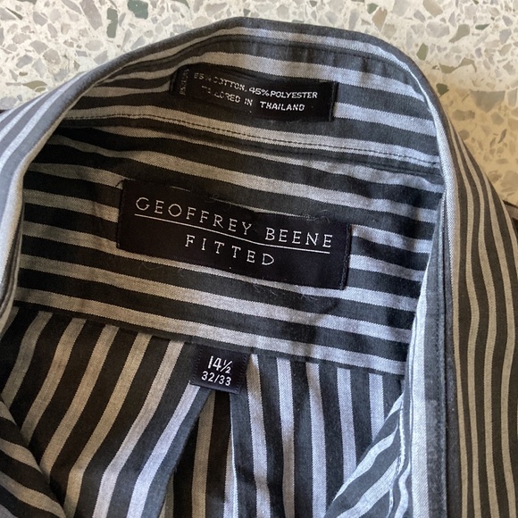 GEOFFREY BEENE Fitted Striped Collared Button Down Shirt Neck 14.5 Size 32/33 - Picture 2 of 5